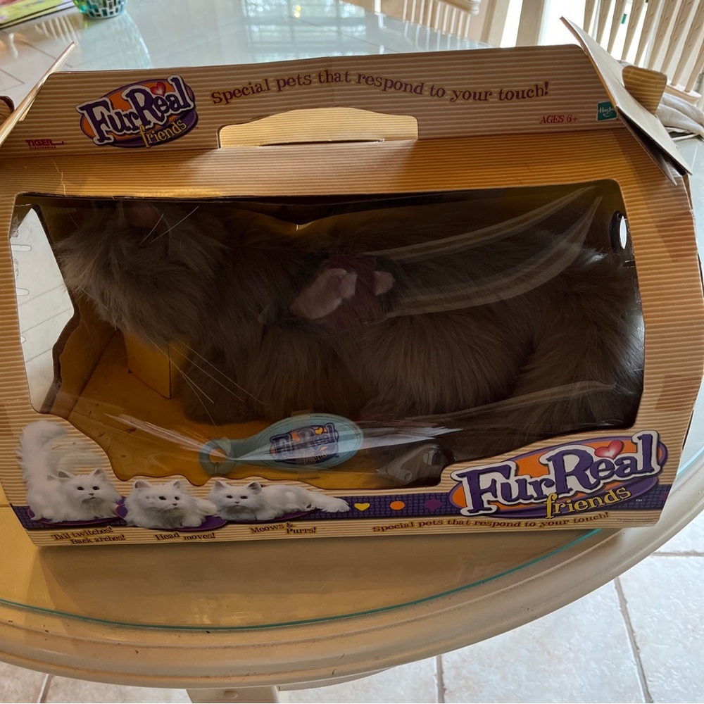 Vintage 90s FurReal friends gray shaggy kitty cat
